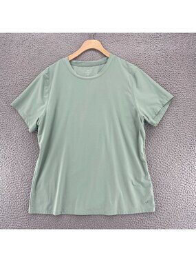 Freely Top Women Extra Large Sage Diamond Mesh Crew Neck Golf Tee Cutout Stretch